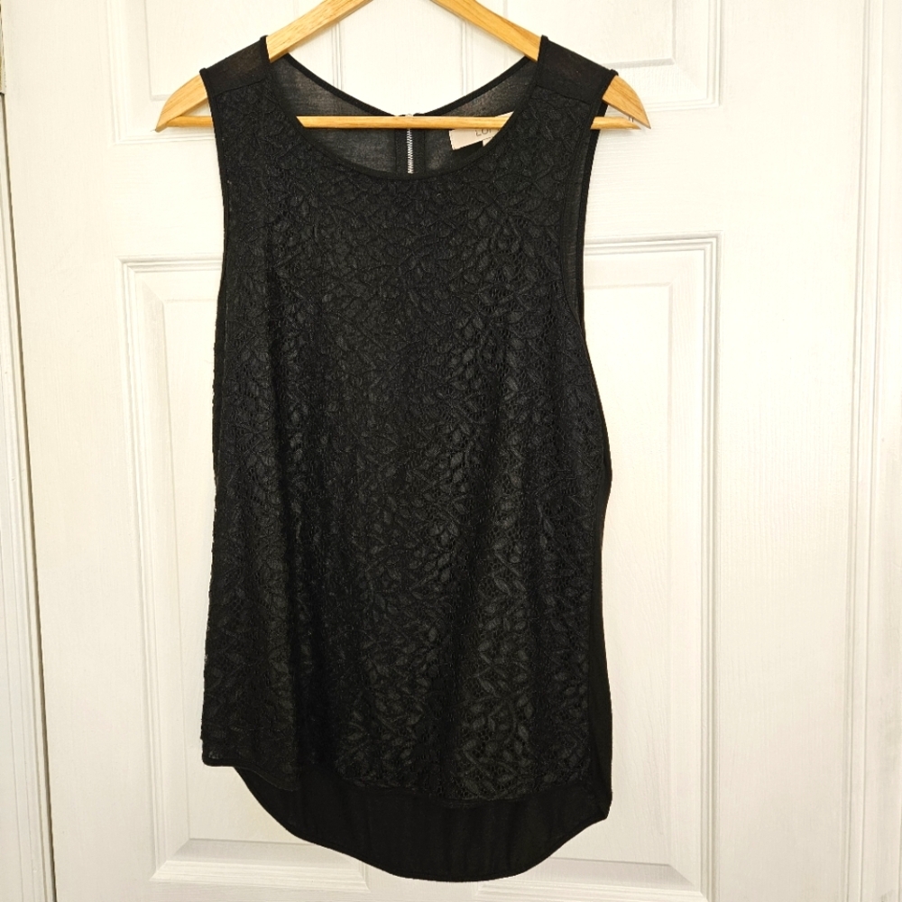 Ann Taylor Navy Lace Sleeveless Blouse